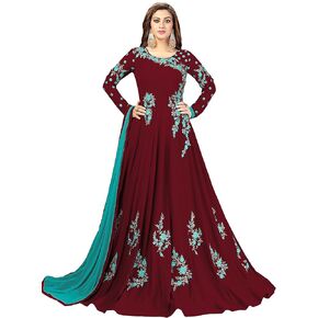 Nivah Fashion Women's Georgette Embroidery Anarkali Suit Set Stitched in Kuwait