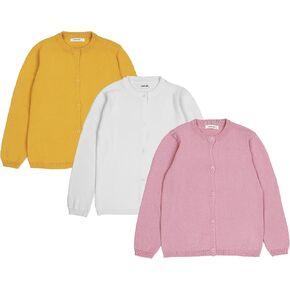 3 Pcs Girls Cardigan Sweater Cardigan Long Sleeve Kid Button Knit Sweater Girl Crew Neck Cardigans School Uniforms Cardigan, 4-6 Years Old, 3 Colors in Saudi Arabia