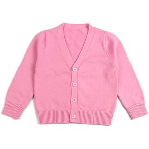 IESSRA Unisex Toddler Boys Girls Cardigans Sweater School Uniforms V-Neck Long Sleeve Button Soild Cotton Knit Tops