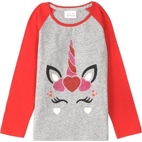 تي شيرت عيد الحب للفتيات من HH Family بتصميم وحيد القرن وقلب الحب للأطفال in Kuwait