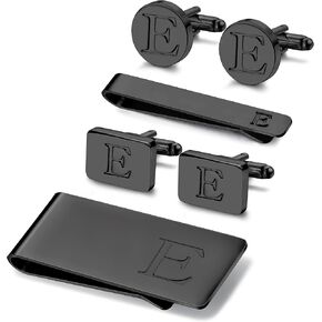 JOERICA Initial Cufflinks for Men and Tie Clip Set for Men Alphabet Letter Wallet Tie Clips and Cuff Link with Gift Box For Father Husband in Kuwait