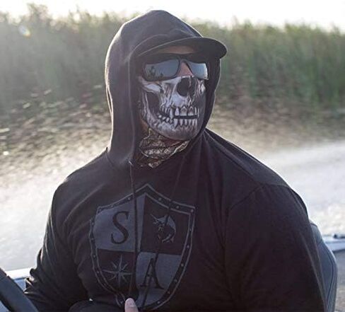 SA Company Face Shield Micro Fiber Protect from Wind, Dirt and Bugs. Worn as a Balaclava, Neck Gaiter & Head Band for Hunting, Fishing, Boating, Cycling, Paintball and Salt Lovers Forest Camo Skull in Kuwait