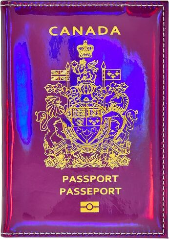 Pretty Little Passports Chrome Canada Passport Cover Vaccine Card Holder Combo, Passport Holder with Vaccine Card Slot (Purple & Gold) in Kuwait