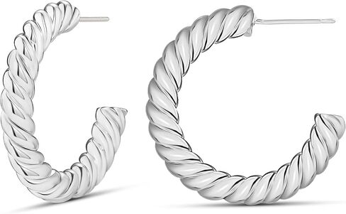 Amazon Essentials Sterling Silver Twisted Rope Hoop in Saudi Arabia