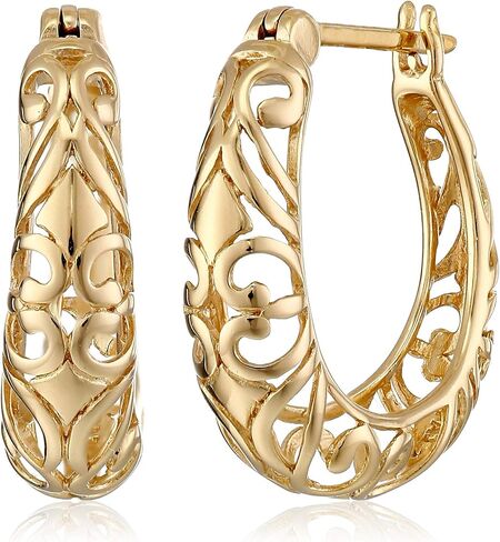أقراط Amazon Essentials Open Filigree Swirl Hoop من الفضة الإسترليني (مجموعة أمازون سابقًا) in Kuwait