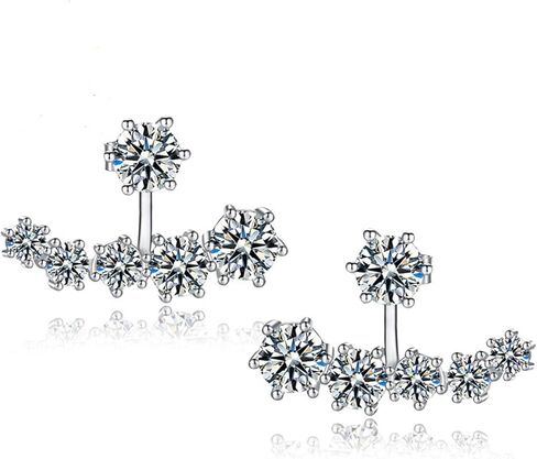 BG&WLing Sterling Silver Cubic Zirconia Earring Jackets for Studs Front Back Earrings Fairy Ear Cuffs Studs Earring Classic Fashion Jewelry for Women Girls in Kuwait