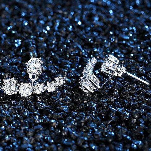 BG&WLing Sterling Silver Cubic Zirconia Earring Jackets for Studs Front Back Earrings Fairy Ear Cuffs Studs Earring Classic Fashion Jewelry for Women Girls in Kuwait