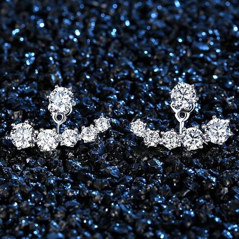 BG&WLing Sterling Silver Cubic Zirconia Earring Jackets for Studs Front Back Earrings Fairy Ear Cuffs Studs Earring Classic Fashion Jewelry for Women Girls in Kuwait