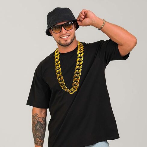 ريوسو الهيب هوب مغني الراب زي 80s 90s اكسسوارات الزي للرجال وهمية سلسلة ذهبية المال تسجيل قلادة الهيب هوب مغني الراب زي عدة مجوهرات in Kuwait
