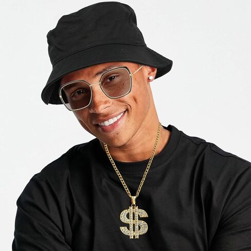 ريوسو الهيب هوب مغني الراب زي 80s 90s اكسسوارات الزي للرجال وهمية سلسلة ذهبية المال تسجيل قلادة الهيب هوب مغني الراب زي عدة مجوهرات in Kuwait