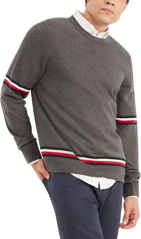 Tommy Hilfiger Men's Essential Signature Stripe Crewneck Sweater in Saudi Arabia