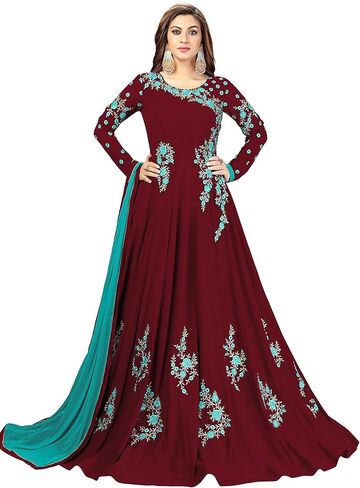 Nivah Fashion Women's Georgette Embroidery Anarkali Suit Set Stitched in Kuwait