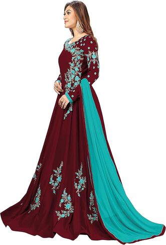 Nivah Fashion Women's Georgette Embroidery Anarkali Suit Set Stitched in Kuwait