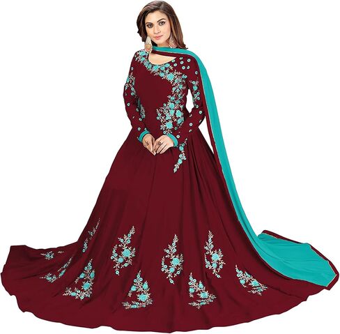 Nivah Fashion Women's Georgette Embroidery Anarkali Suit Set Stitched in Kuwait