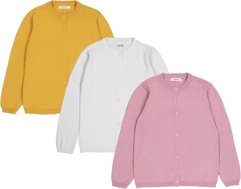 3 Pcs Girls Cardigan Sweater Cardigan Long Sleeve Kid Button Knit Sweater Girl Crew Neck Cardigans School Uniforms Cardigan, 4-6 Years Old, 3 Colors in Saudi Arabia