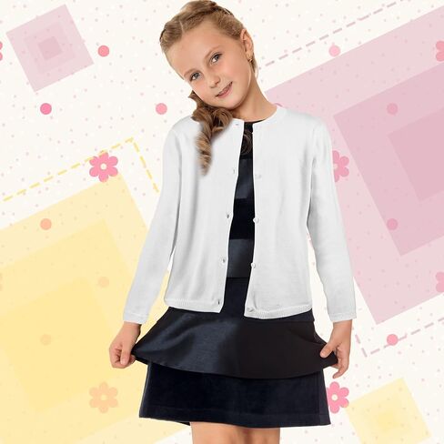 3 Pcs Girls Cardigan Sweater Cardigan Long Sleeve Kid Button Knit Sweater Girl Crew Neck Cardigans School Uniforms Cardigan, 4-6 Years Old, 3 Colors in Saudi Arabia
