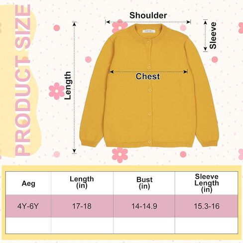 3 Pcs Girls Cardigan Sweater Cardigan Long Sleeve Kid Button Knit Sweater Girl Crew Neck Cardigans School Uniforms Cardigan, 4-6 Years Old, 3 Colors in Saudi Arabia