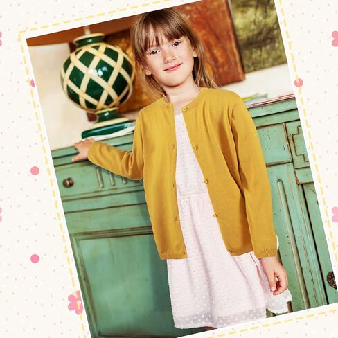 3 Pcs Girls Cardigan Sweater Cardigan Long Sleeve Kid Button Knit Sweater Girl Crew Neck Cardigans School Uniforms Cardigan, 4-6 Years Old, 3 Colors in Saudi Arabia