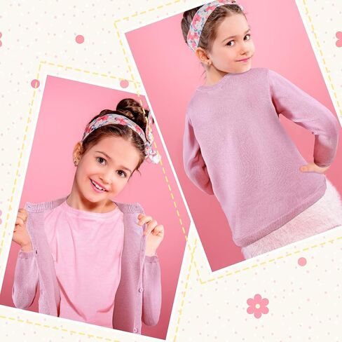 3 Pcs Girls Cardigan Sweater Cardigan Long Sleeve Kid Button Knit Sweater Girl Crew Neck Cardigans School Uniforms Cardigan, 4-6 Years Old, 3 Colors in Saudi Arabia