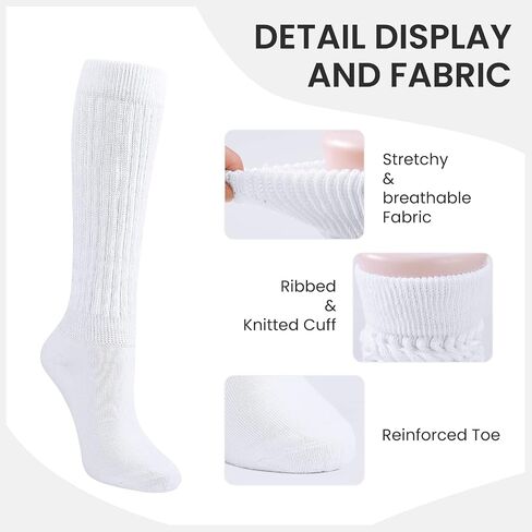 Auranso Slouch Socks Women Cotton Scrunch Knee High Long Knit Boot Socks 6-11 in Saudi Arabia