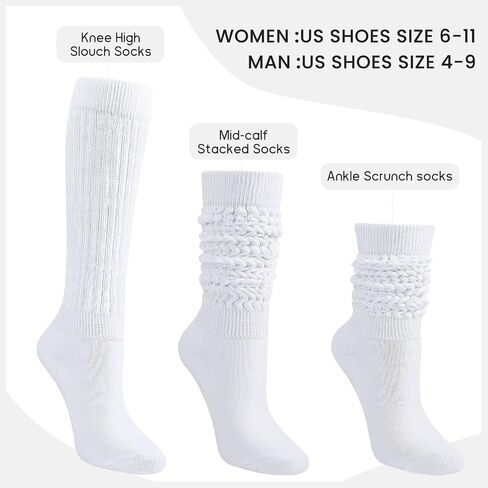 Auranso Slouch Socks Women Cotton Scrunch Knee High Long Knit Boot Socks 6-11 in Saudi Arabia