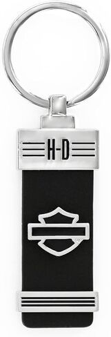 Harley-Davidson Metal Key Ring Black Faux Leather with 3d Metal B&S Logo Mens Key Chain HDK415, Black, One size in Kuwait