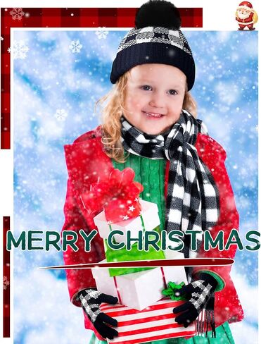 6 Pcs Buffalo Plaid Winter Warm Sets for Kids 2 Pcs Knitted Pom Beanie Hat in Saudi Arabia