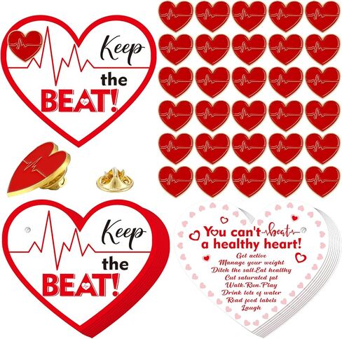Sayglossy 30 Sets Heart Disease Awareness Pins on Card Red Heart Pins with Cards Bulk Heart Disease Awareness Gifts Nurse Pins Lapel Brooches Medical Pin for Heart Month Medical Assistant Week in Saudi Arabia