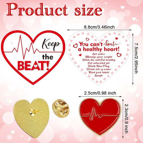 Sayglossy 30 Sets Heart Disease Awareness Pins on Card Red Heart Pins with Cards Bulk Heart Disease Awareness Gifts Nurse Pins Lapel Brooches Medical Pin for Heart Month Medical Assistant Week in Saudi Arabia