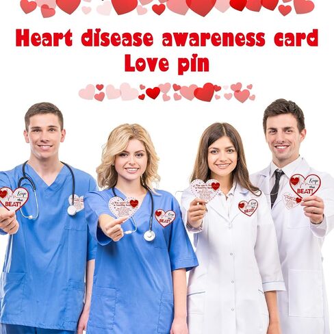 Sayglossy 30 Sets Heart Disease Awareness Pins on Card Red Heart Pins with Cards Bulk Heart Disease Awareness Gifts Nurse Pins Lapel Brooches Medical Pin for Heart Month Medical Assistant Week in Saudi Arabia