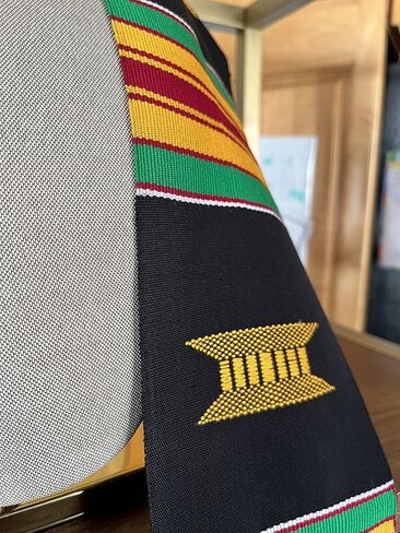 Ovaltag Educated Black Queen Class of 2023 Kente Stole, Custom Graduation stole/College Kente Sash, Class of 2023, Burgundy With White Trim in Kuwait