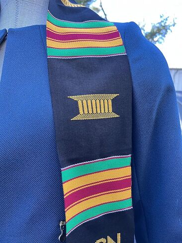 Ovaltag Educated Black Queen Class of 2023 Kente Stole, Custom Graduation stole/College Kente Sash, Class of 2023, Burgundy With White Trim in Kuwait