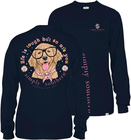 Simply Southern Youth | Life is Tough but so are You | Preppy and Stylish Girl’s Navy Relaxed-Fit Long Sleeve T-Shirt in Saudi Arabia