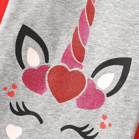 تي شيرت عيد الحب للفتيات من HH Family بتصميم وحيد القرن وقلب الحب للأطفال in Kuwait