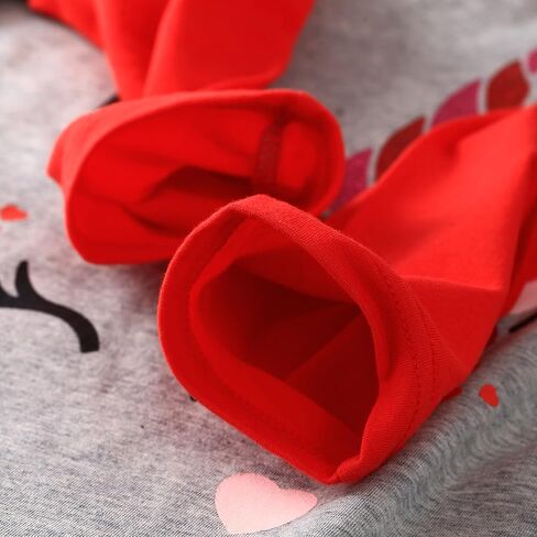 تي شيرت عيد الحب للفتيات من HH Family بتصميم وحيد القرن وقلب الحب للأطفال in Kuwait