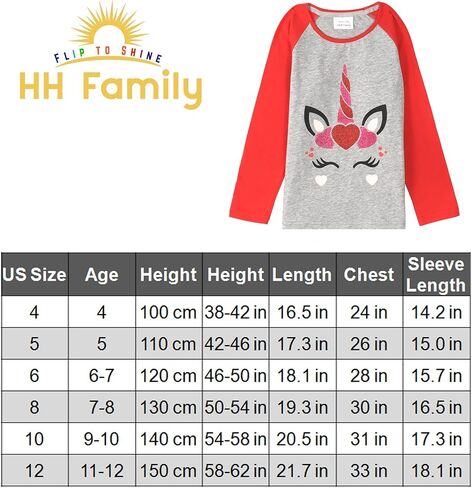 تي شيرت عيد الحب للفتيات من HH Family بتصميم وحيد القرن وقلب الحب للأطفال in Kuwait