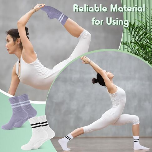 Cuffbow 12 Pairs Pilates Socks Non Slip Yoga Socks with Grips for Women Multicolor Grip Socks Non Skid Barre Socks for Barre, Ballet, Dance, Workout, Hospital in Kuwait