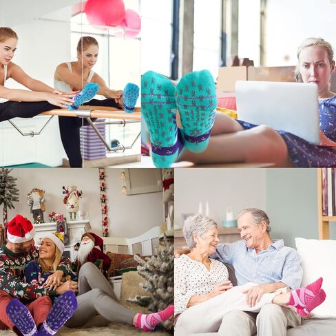 KC-TAHO Non-Slip Compression Yoga Socks 4 Pairs with Grips for Pilate Ballet Barre Barefoot Hospital for Women and Men in Saudi Arabia