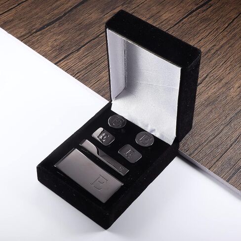 JOERICA Initial Cufflinks for Men and Tie Clip Set for Men Alphabet Letter Wallet Tie Clips and Cuff Link with Gift Box For Father Husband in Kuwait