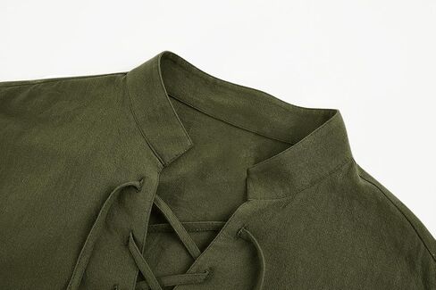 Karlywindow Mens Medieval Pirate Shirt Retro Renaissance Viking Long Sleeve Lace Up Mercenary Halloween Scottish Tops in Saudi Arabia