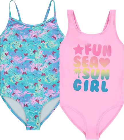 Kids Girls 2 Pack Bathing Suit, Childrens Printed Beach Swimwear in Saudi Arabia