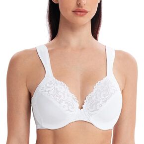 MELENECA Women's Comfort Straps Full Coverage Minimizer Plus Size Lace Underwire Bra in Saudi Arabia
