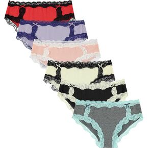 مجموعة من 6 ملابس داخلية نسائية من الدانتيل الملون من Free to Live، سراويل داخلية من القطن والألياف اللدنة in Kuwait
