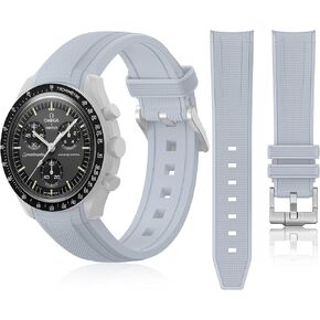 Compatible with Omega X Swatch Moonswatch Speedmaster,20mm Braid Embossed Rubber Watch Strap for Omega x Swatch Speedmaster Moonswatch,Curved No Gap Silicone Straps Replacement for Women Men in Kuwait