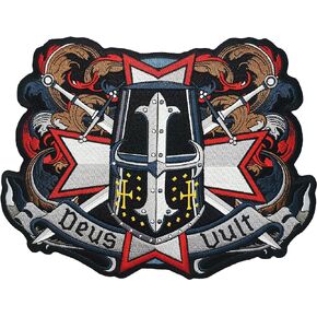 Deus Vult Knights Templar Large Embroidered Motorcycle Jacket & Biker Vest Back Patch in Kuwait
