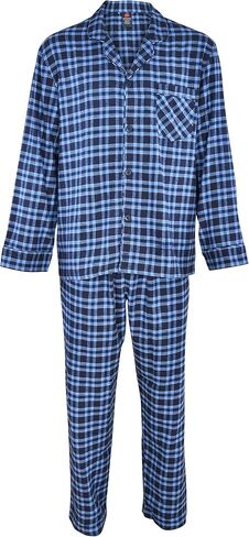 Hanes Men's 100% Cotton Flannel Plaid Pajama Top and Pant Set, Blue, XX-Large in Saudi Arabia