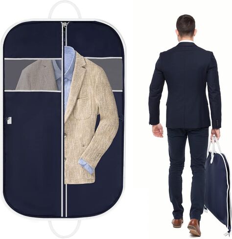 Jolitac 40" Travel Garment Bag, Breathable Suit Garment Cover Bag for Men Waterproof Oxford Fabric Suit Cover with 2 Carry Handles for Suit Coat Dress, Navy Blue in Kuwait