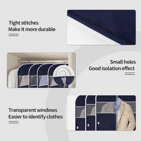 Jolitac 40" Travel Garment Bag, Breathable Suit Garment Cover Bag for Men Waterproof Oxford Fabric Suit Cover with 2 Carry Handles for Suit Coat Dress, Navy Blue in Kuwait