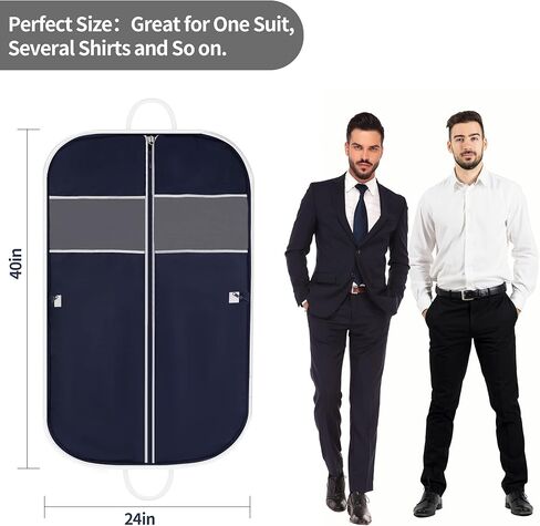 Jolitac 40" Travel Garment Bag, Breathable Suit Garment Cover Bag for Men Waterproof Oxford Fabric Suit Cover with 2 Carry Handles for Suit Coat Dress, Navy Blue in Kuwait