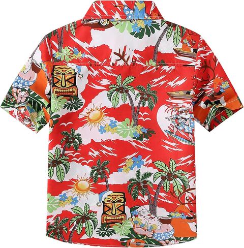 SSLR Big Boys' Santa Claus Party Tropical Ugly Hawaiian Christmas Shirts in Saudi Arabia